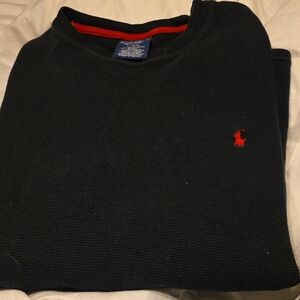 Polo by Ralph Lauren Black Crewneck Sweater with Red Accents